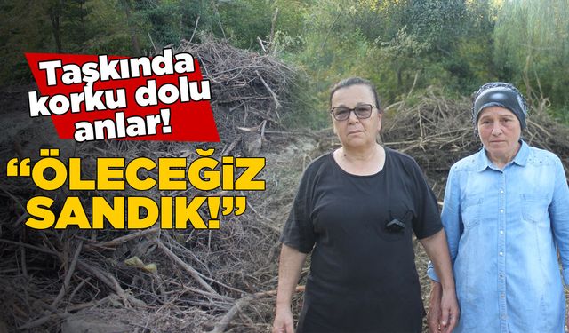 Dere taşkınında iki kişi ölümden döndü