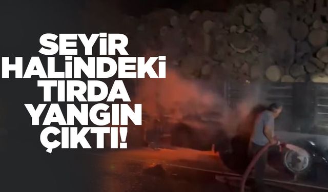 Seyir halindeki tırdan dumanlar yükseldi