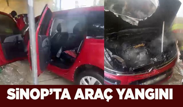Sinop’ta otomobil yangını maddi hasarla atlatıldı