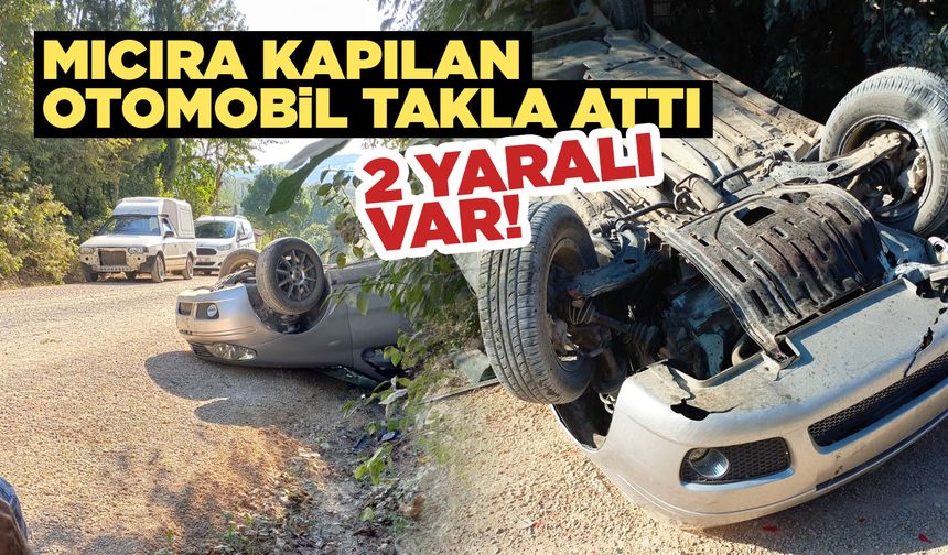 Mıcıra kapılan otomobil devrildi: 2 yaralı