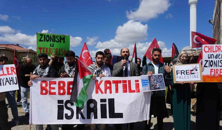 Edirne’de üniversite öğrencilerinden Gazze’ye destek protestosu