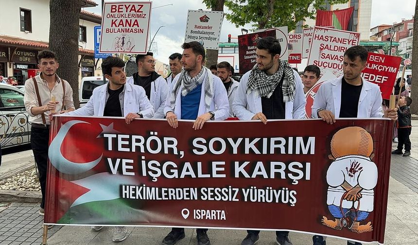 ISPARTA - Sağlık çalışanları Gazze için "sessiz yürüyüş" yaptı