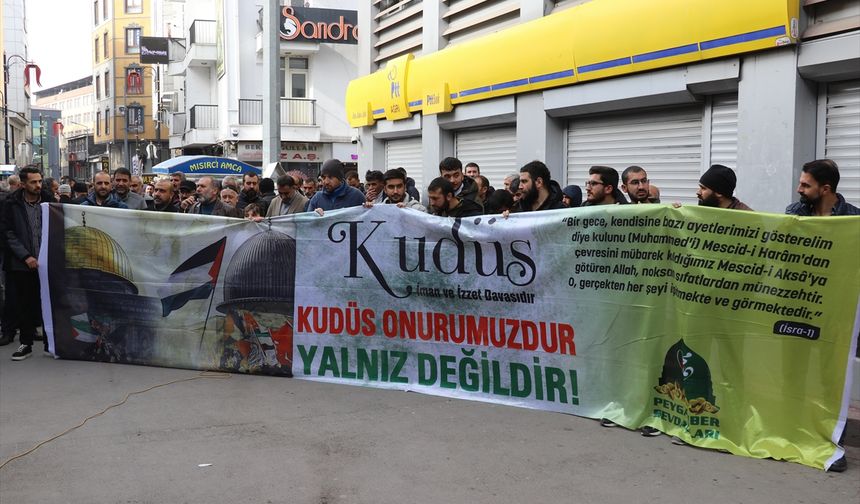 AĞRI - İsrail'in Gazze'ye yönelik saldırıları protesto edildi