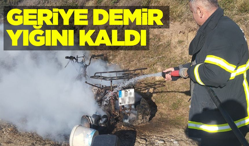 Sinop’ta seyir halindeki ATV alev aldı