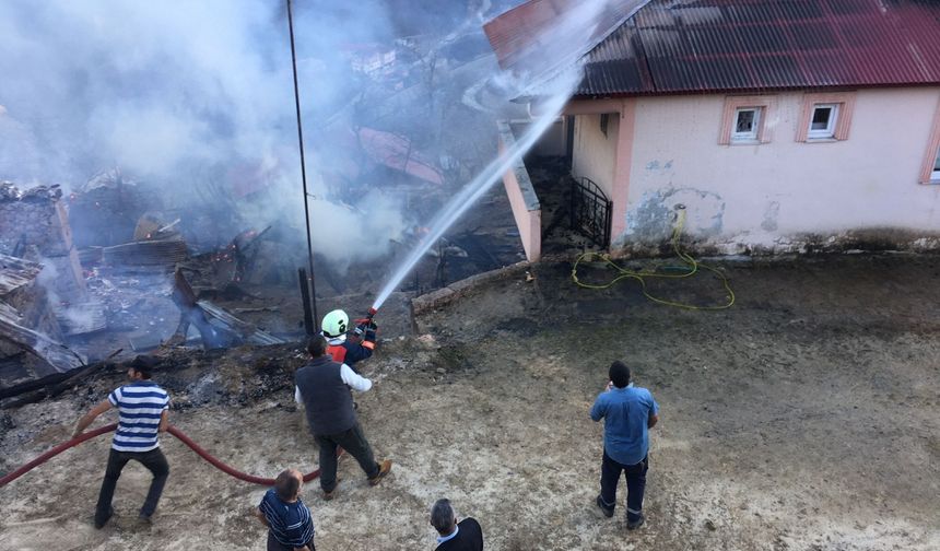 Samanlıkta başlayan yangın eve sıçradı