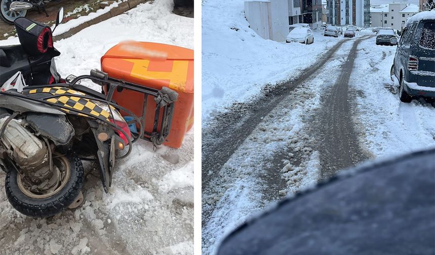 Sinop’ta kuryeler kar altında mesaiye devam ediyor