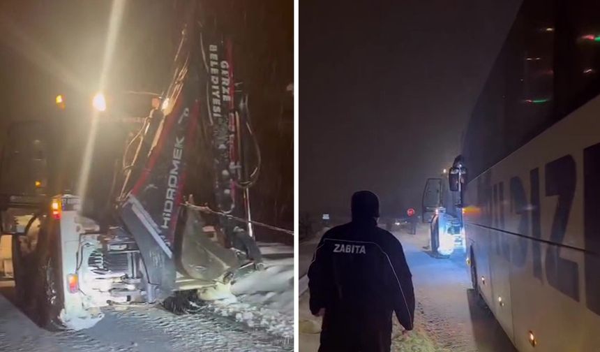 Sinop’ta yoğun kar yağışı! Yolda kalan yolcu otobüsü kurtarıldı