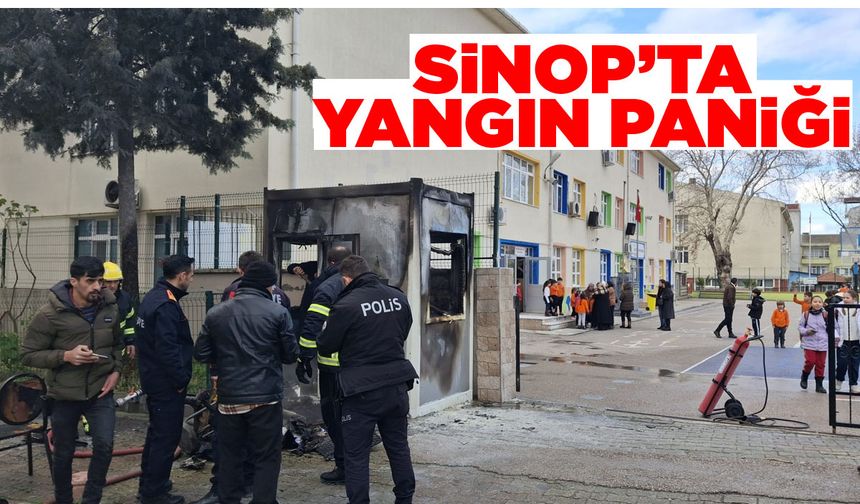 Sinop’ta bir okulun güvenlik kulübesinde yangın çıktı