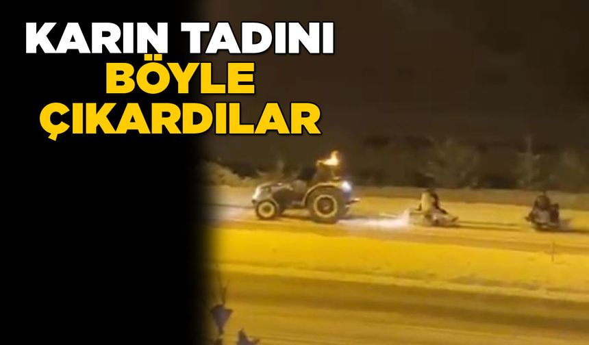 Traktöre palet takıp doyasıya eğlendiler