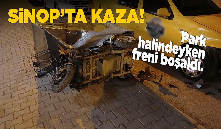Freni boşaldı, taksiye çarptı