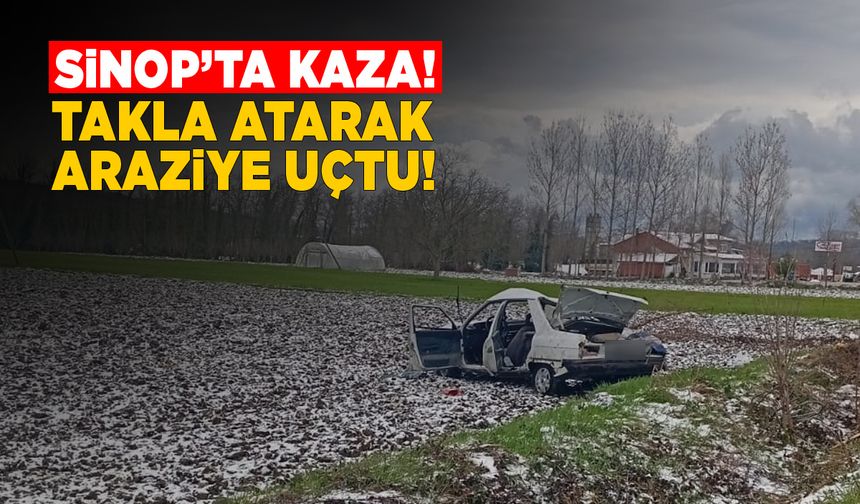 Takla atan otomobil araziye uçtu