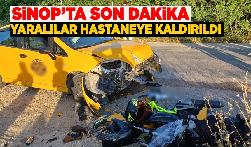 Sinop'ta motosiklet ile ticari taksi çarpıştı