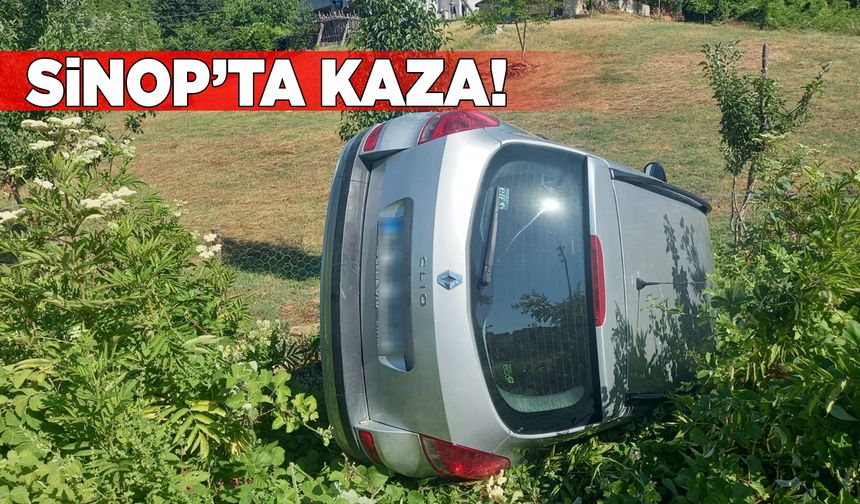 Devrilen otomobildeki 3 kişi yaralandı