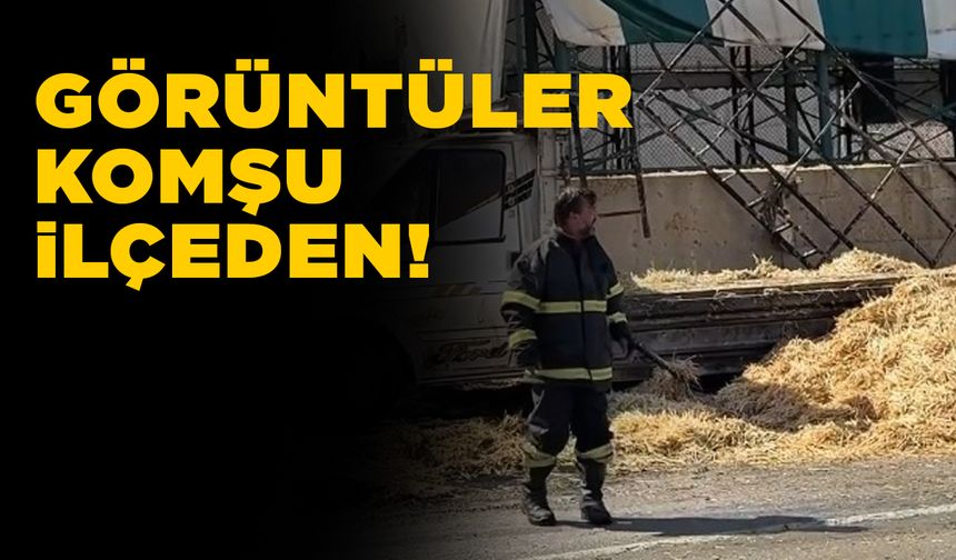 Kamyonetteki balyalar tutuştu, sürücü yaralandı