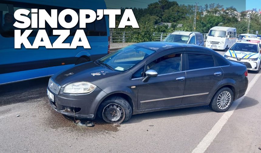 Sinop’taki kazada otomobilde hasar oluştu