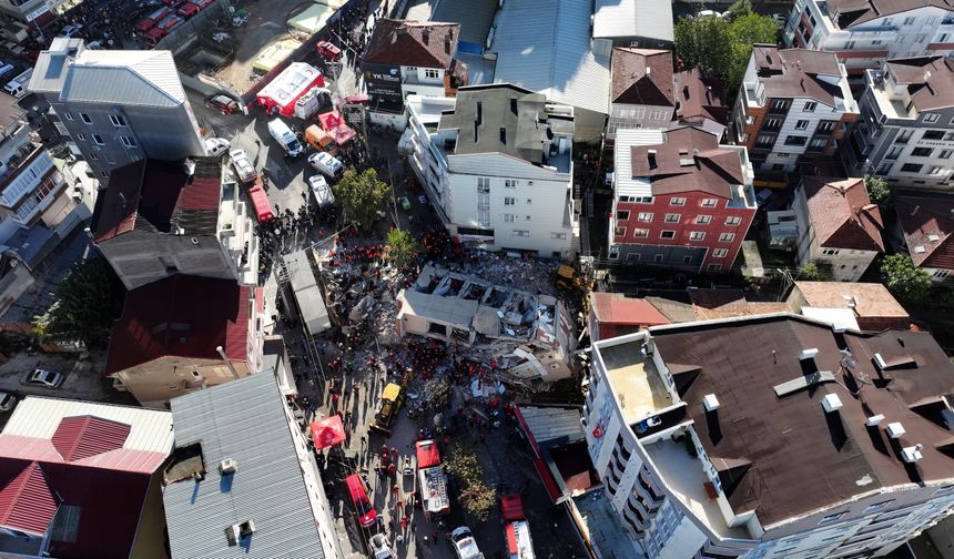 7 katlı binanın çökme anı güvenlik kamerasında