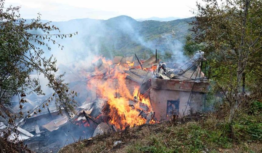 Ahşap ev yanarak küle döndü