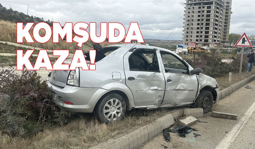 Takla atan otomobil orta refüje çıktı