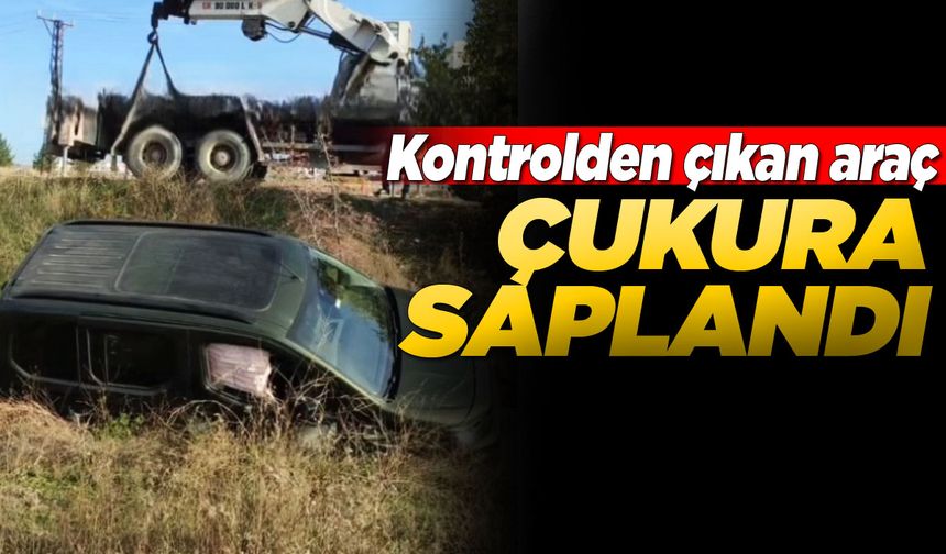 Kontrolden çıkan araç devrildi