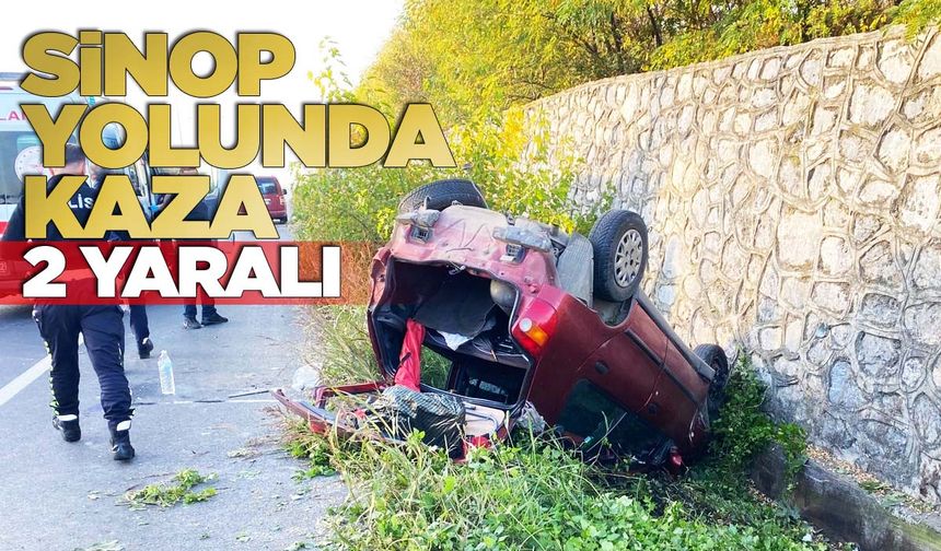 Sinop - Samsun yolunda araç takla attı