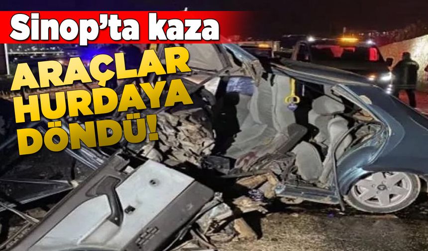 Sinop'ta iki otomobil çarpıştı