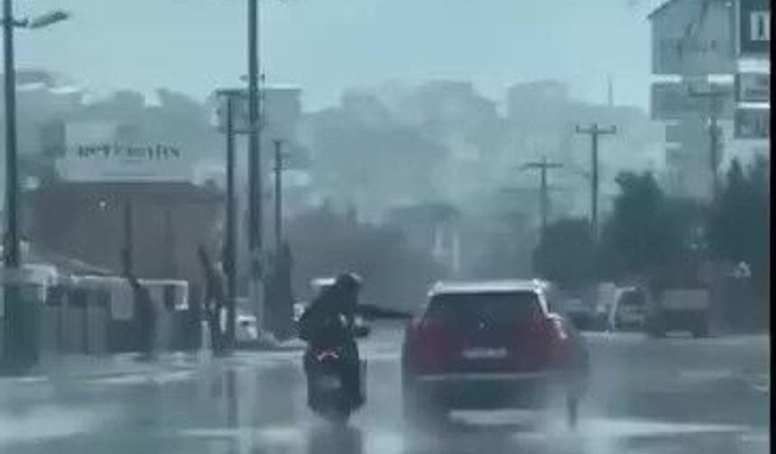 Trafiği tehlikeye düşüren motosiklet sürücüsüne ceza uygulandı