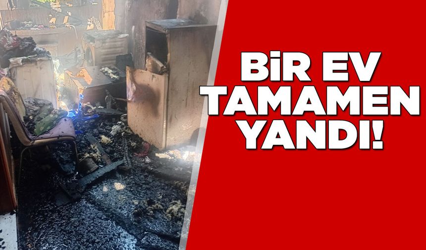 2 katlı ahşap ev tamamen yandı