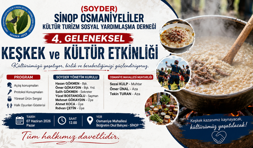 Sinop'ta geleneksel keşkek ve kültür etkinliği düzenlenecek