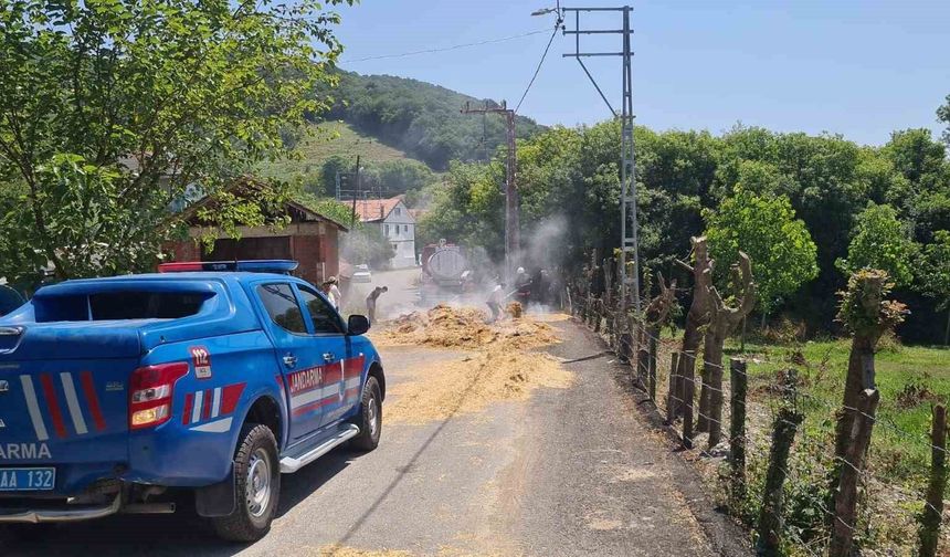 Saman yüklü tırda yangın paniği