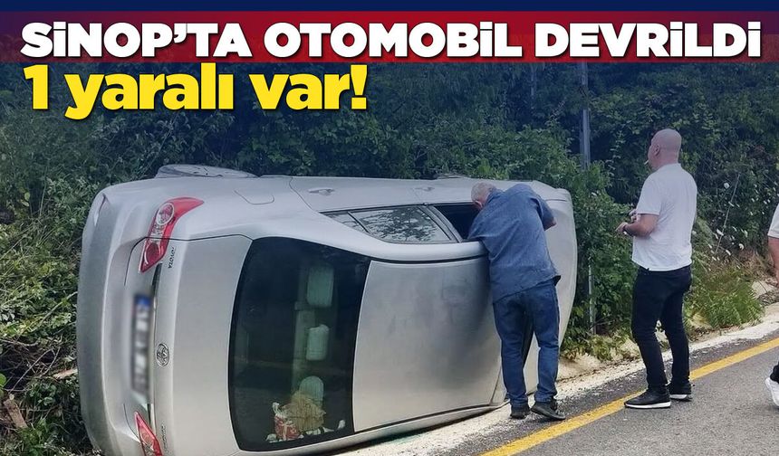 Kontrolden çıkan otomobil devrildi