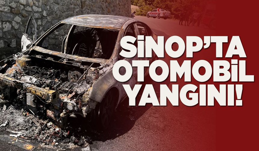 Sinop'ta seyir halindeki otomobil yandı!