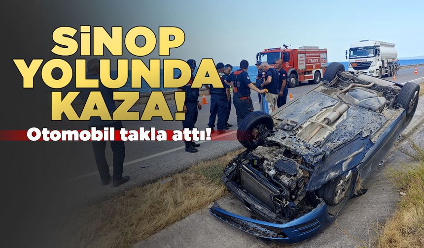 Sinop yolunda takla atan otomobilde 3 kişi yaralandı