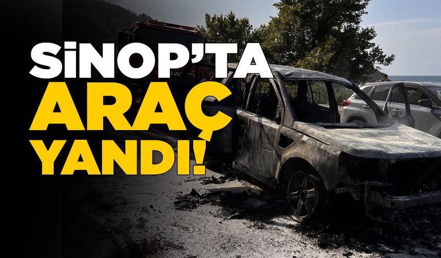 Sinop'ta seyir halindeki cip yandı