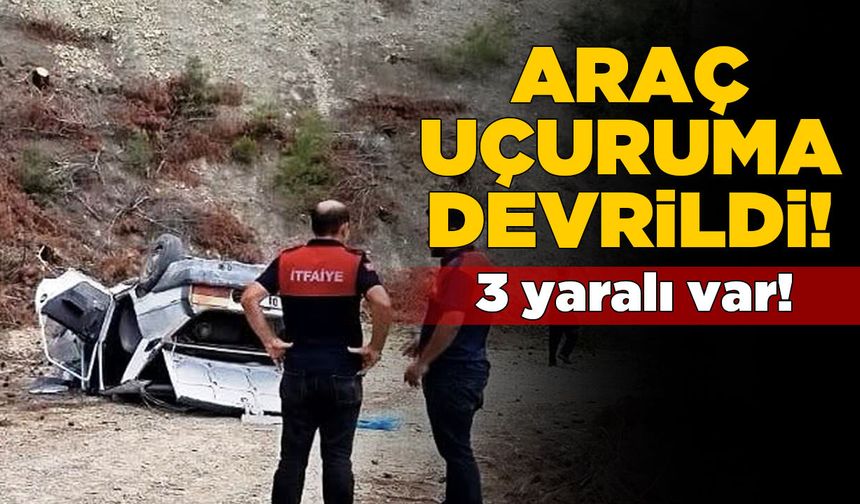 Uçuruma devrilen araçtaki 3 kişi yaralandı