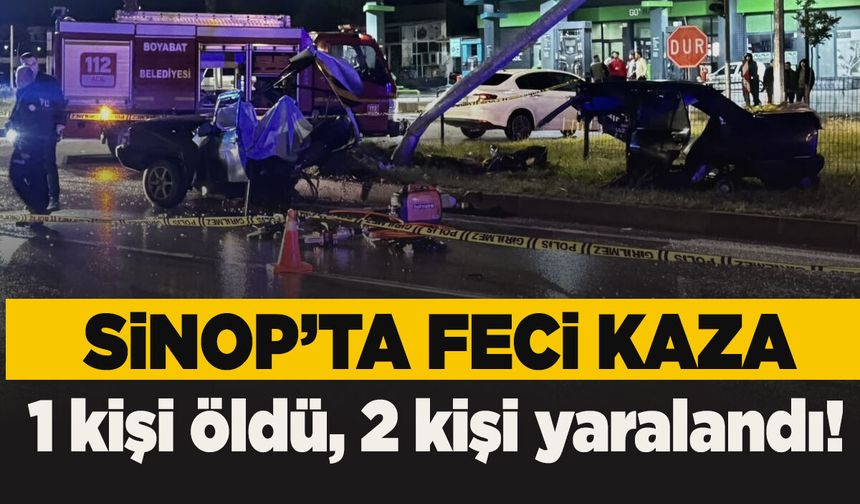 Sinop'ta otomobil aydınlatma direğine çarptı: 1 ölü, 2 yaralı!
