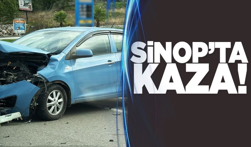 Sinop’ta kontrolden çıkan otomobil bariyere çarptı