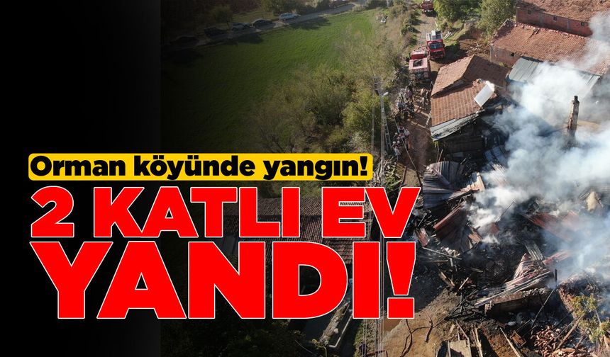 Orman köyünde çıkan yangında 2 katlı ev küle döndü